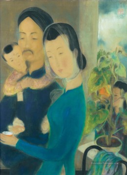 Famille Asiatique Peinture à l'huile